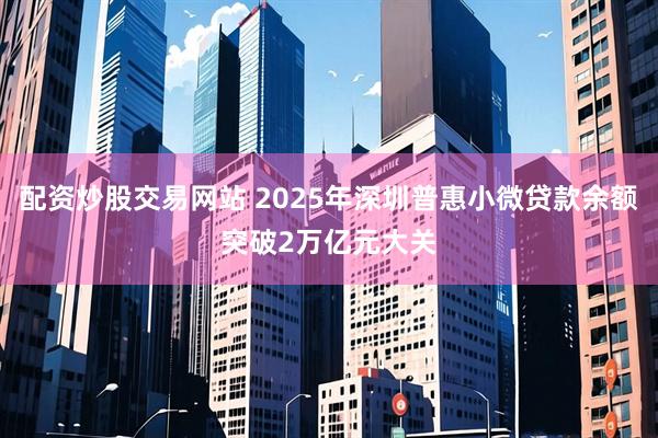 配资炒股交易网站 2025年深圳普惠小微贷款余额突破2万亿元大关